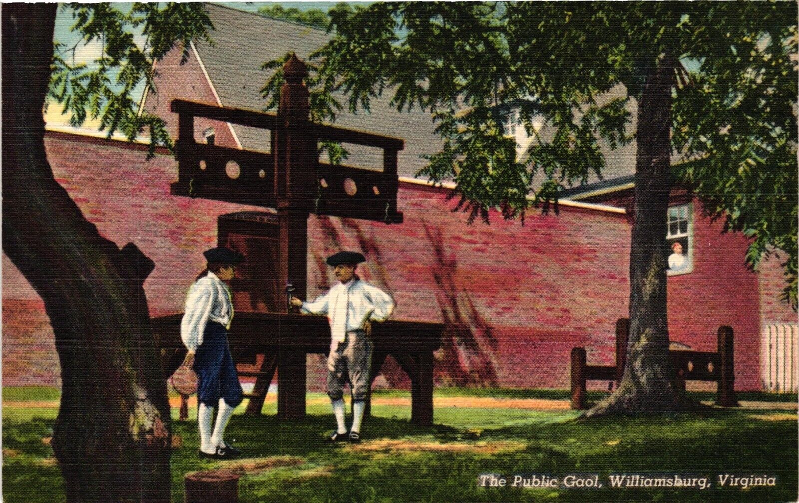 The Public Gaol Williamburg Virginia Vintage Postcard Linen C1940 Unposted
