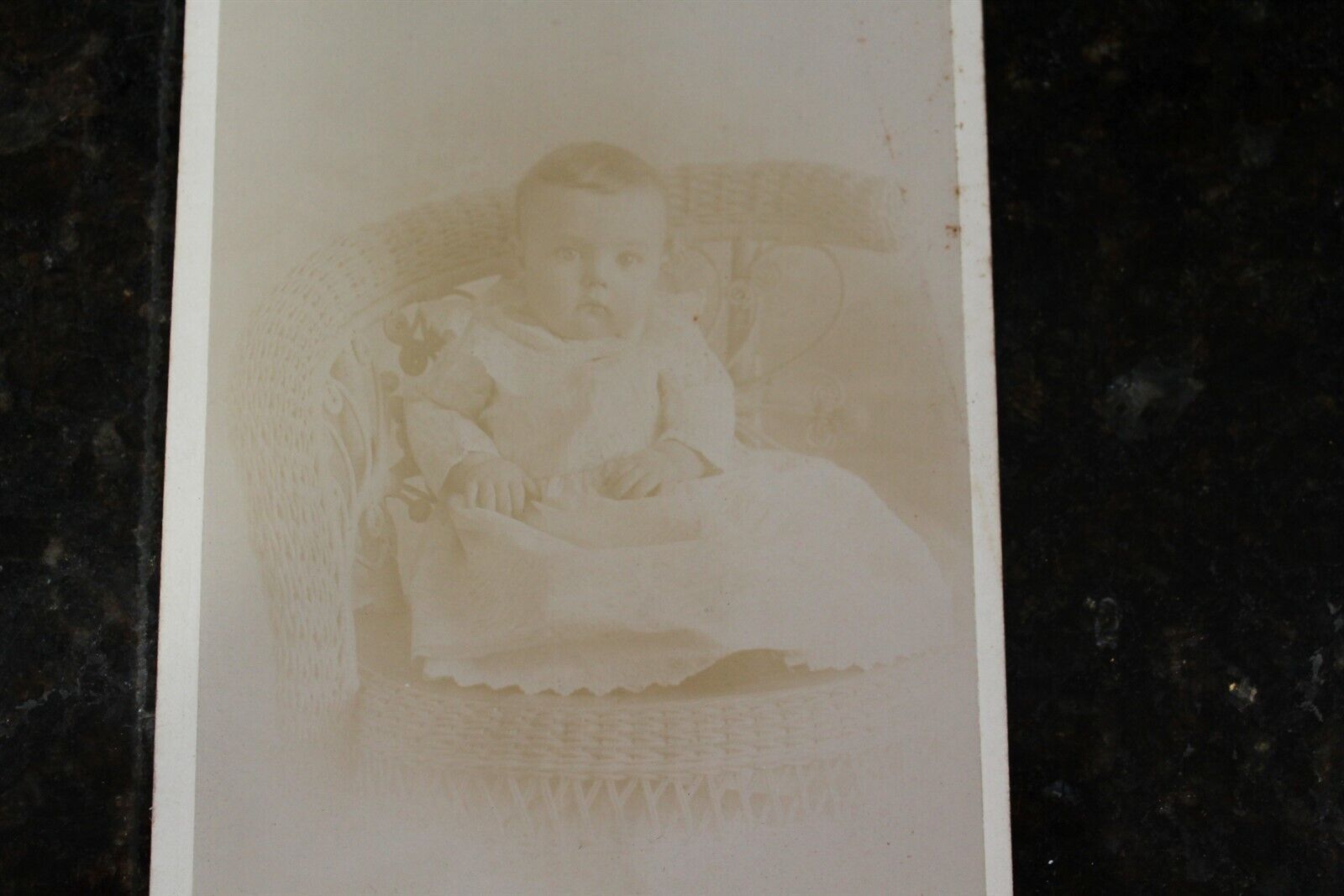 Antique Black & White Photo Cabinet Card 7-1/2 Month Baby Boy 