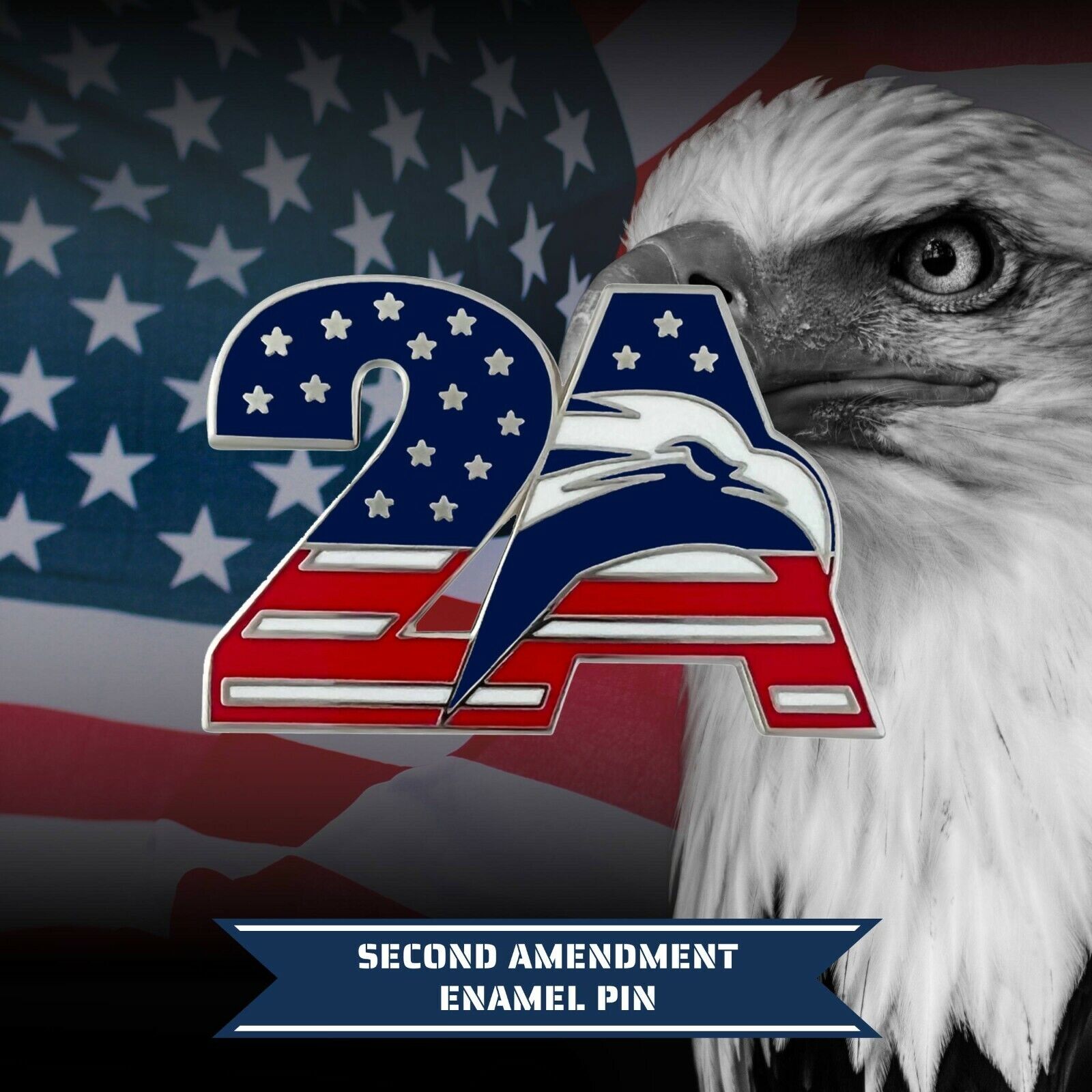 2A Second Amendment Patriotic Eagle Lapel Pin
