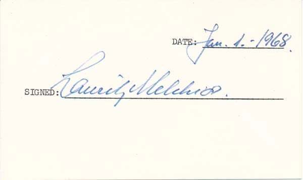 Lauritz MELCHOIR / Signature Signed