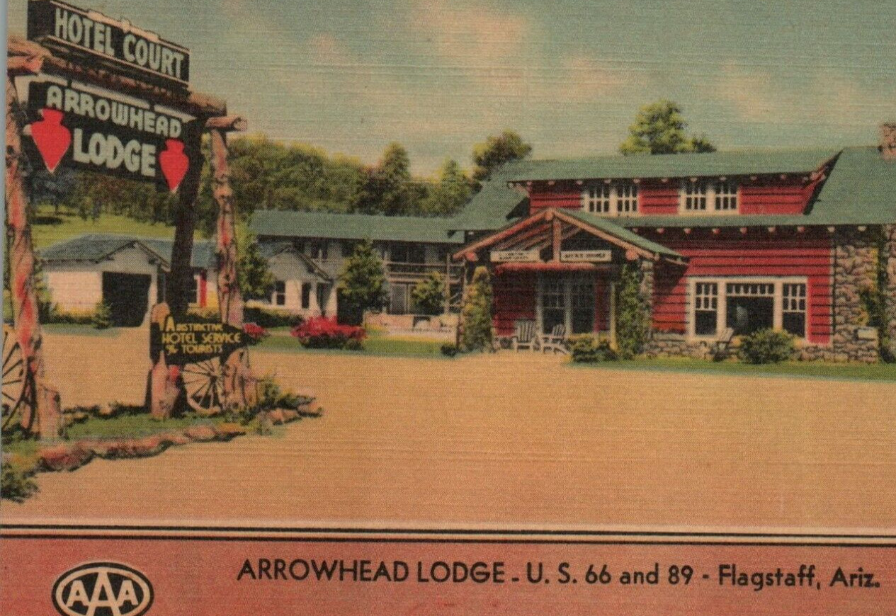c. 1910 Arrowhead Lodge Flagstaff Arizona AAA Advertising Postcard A30