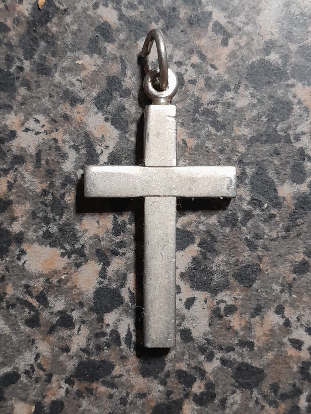 Cross Silver Toned Medal +
