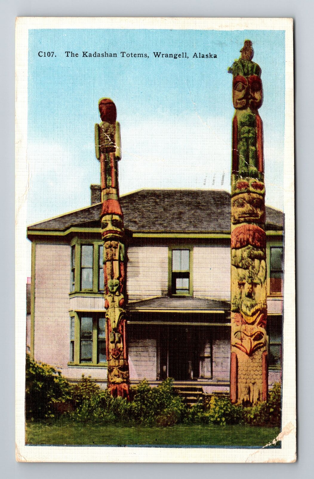 Wrangell, AK-Alaska, The Kadashan Totems Antique c1951 Souvenir Vintage Postcard
