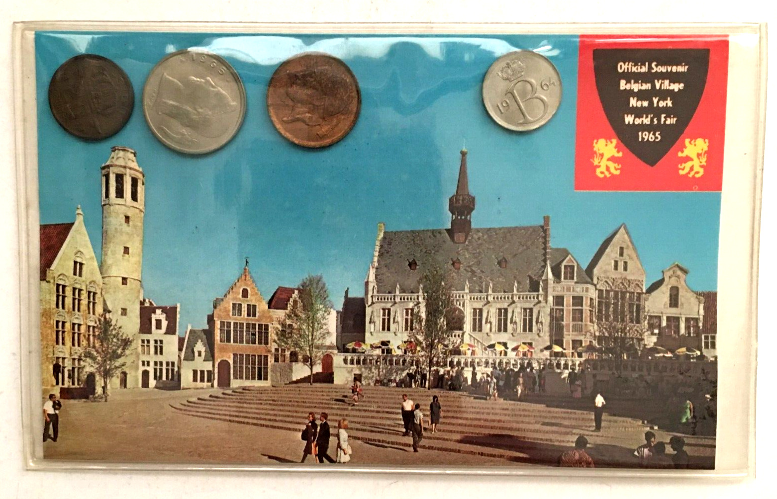 New York World\'s Fair 1965 Postcard Belgian Village Official Souvenir Currency