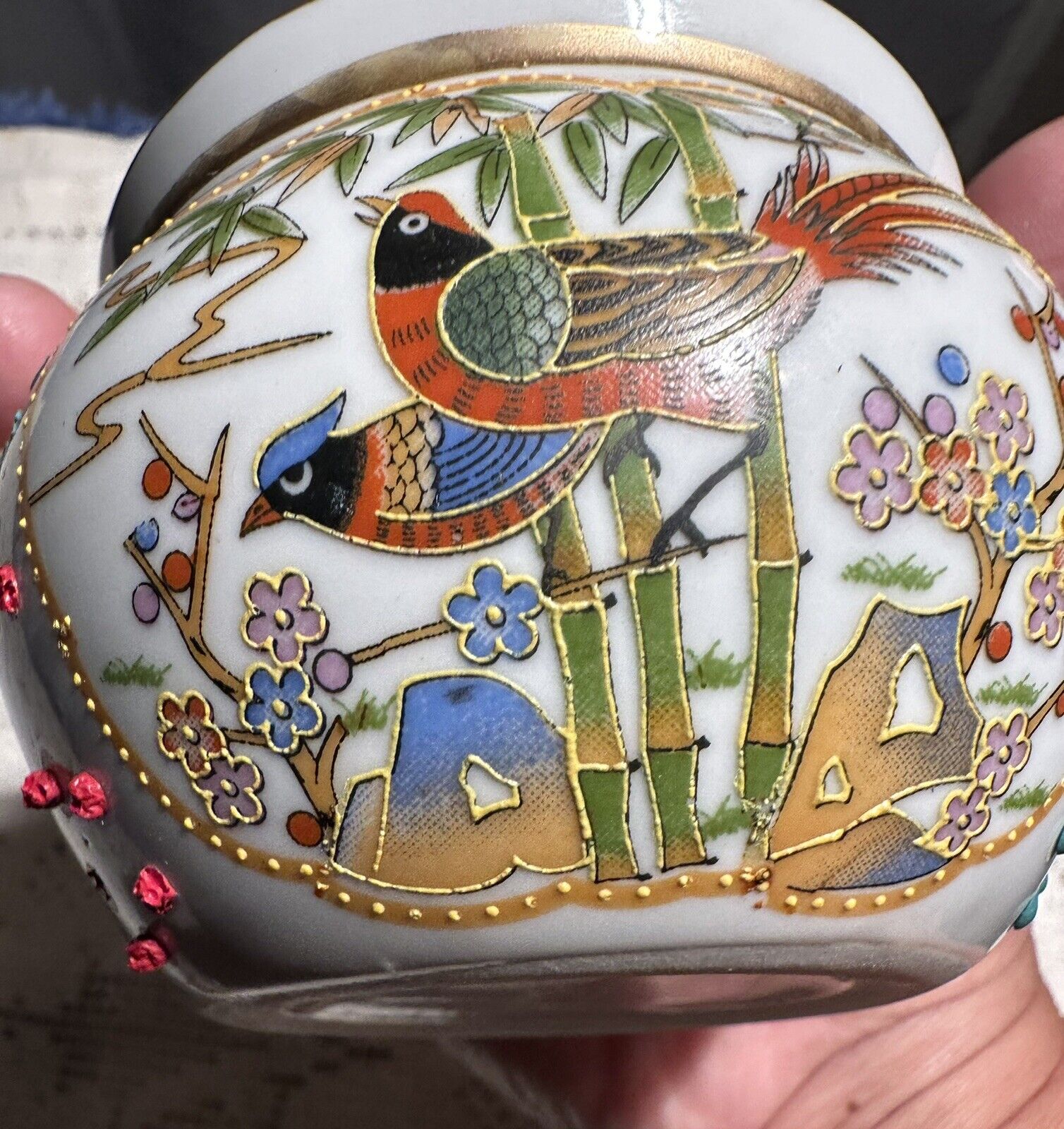 Vintage Chinese Moriage Decorative Porcelain Bowl