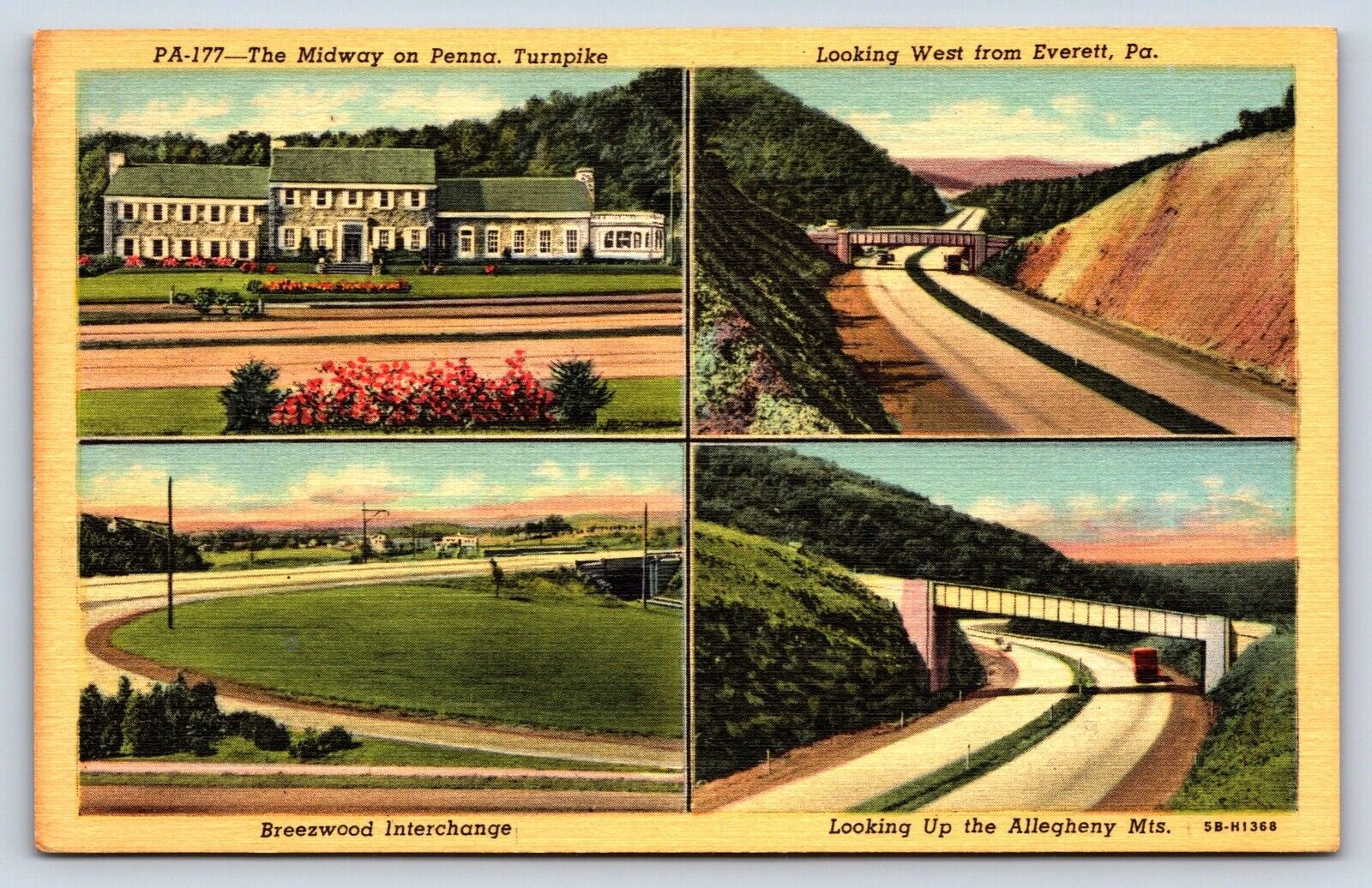 Postcard PA Multiview Bedford Everrett Howard Johnson Restaurant Lincoln Hwy A2