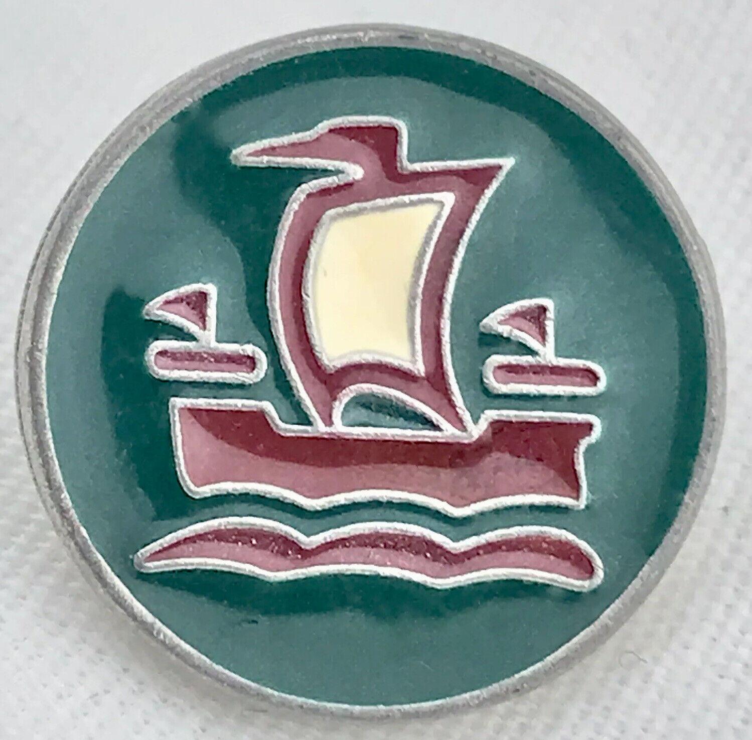 Ship Aitkens Pewter Vintage Pin Made In Canada Nautical Boat Enamel Art