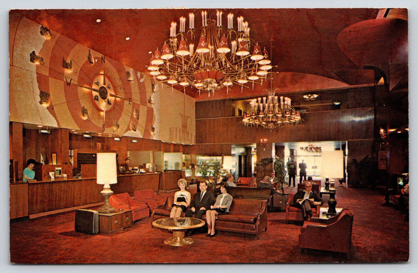 Postcard Denver Colorado Cosmopolitan Hotel Service Desk Foyer Interior 1979