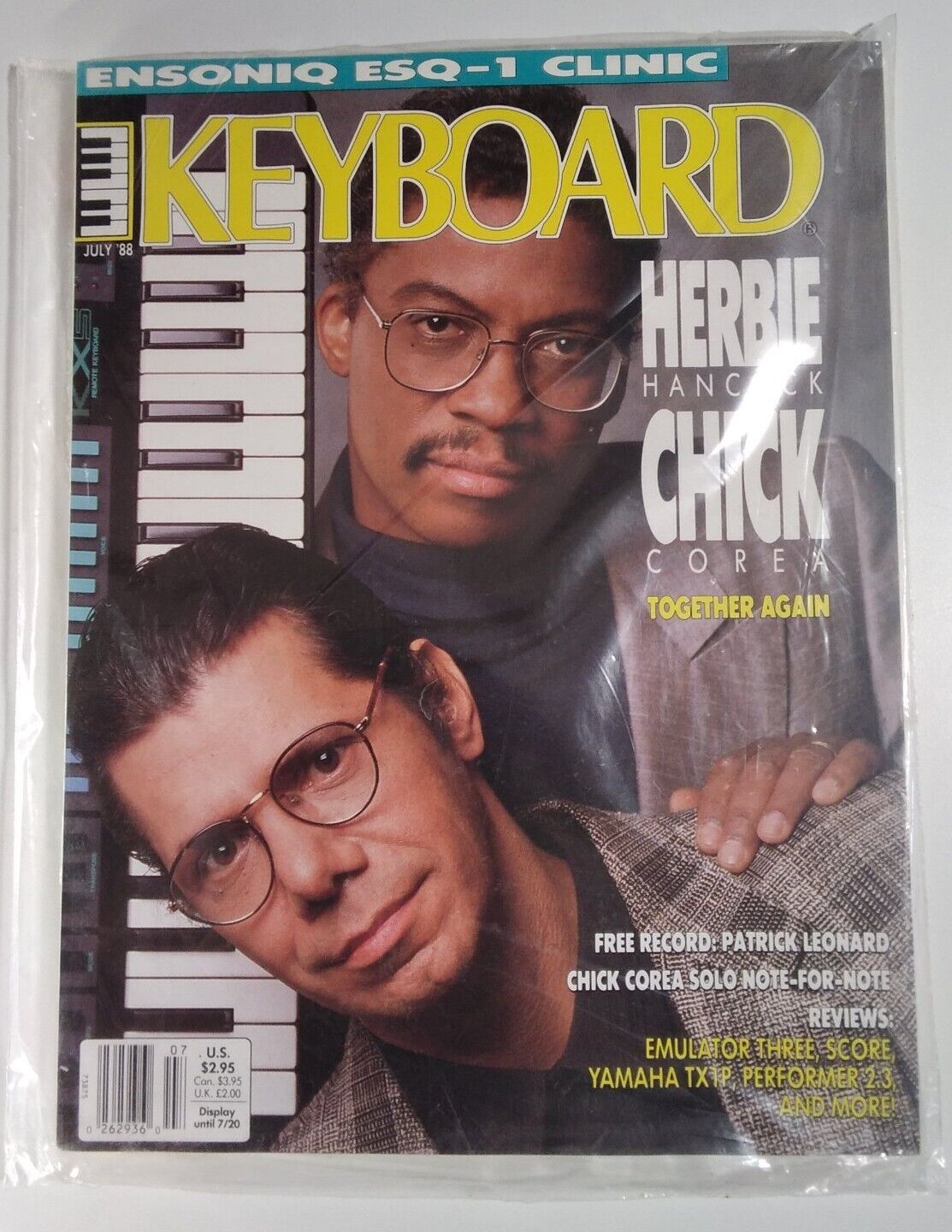 Keyboard Magazine Vtg 1988 NOS Sealed Great Ads Herbie Hancock Chick Corea USA 