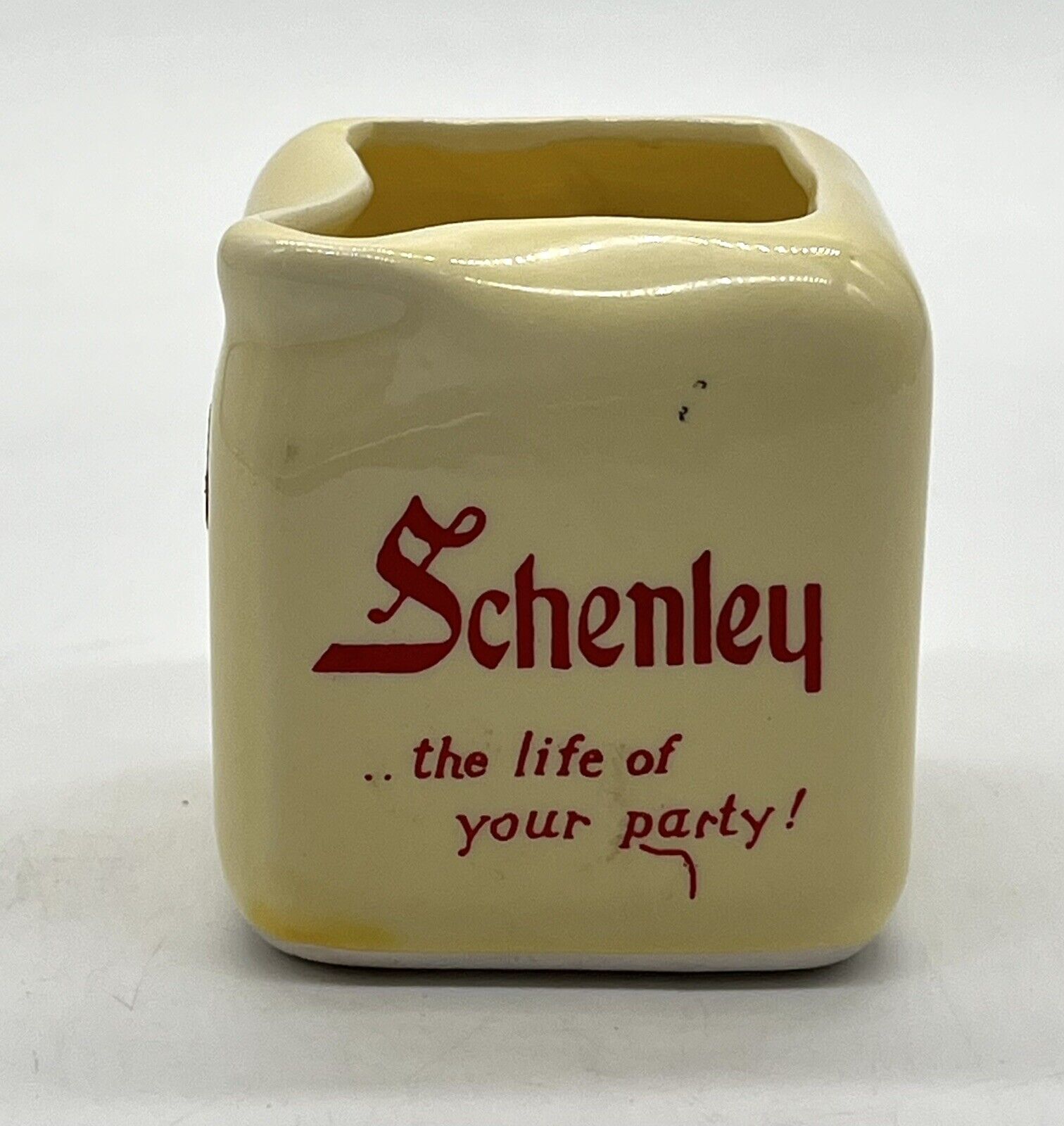 Vintage Schenley Whiskey Distillery Yellow Creamer Barware