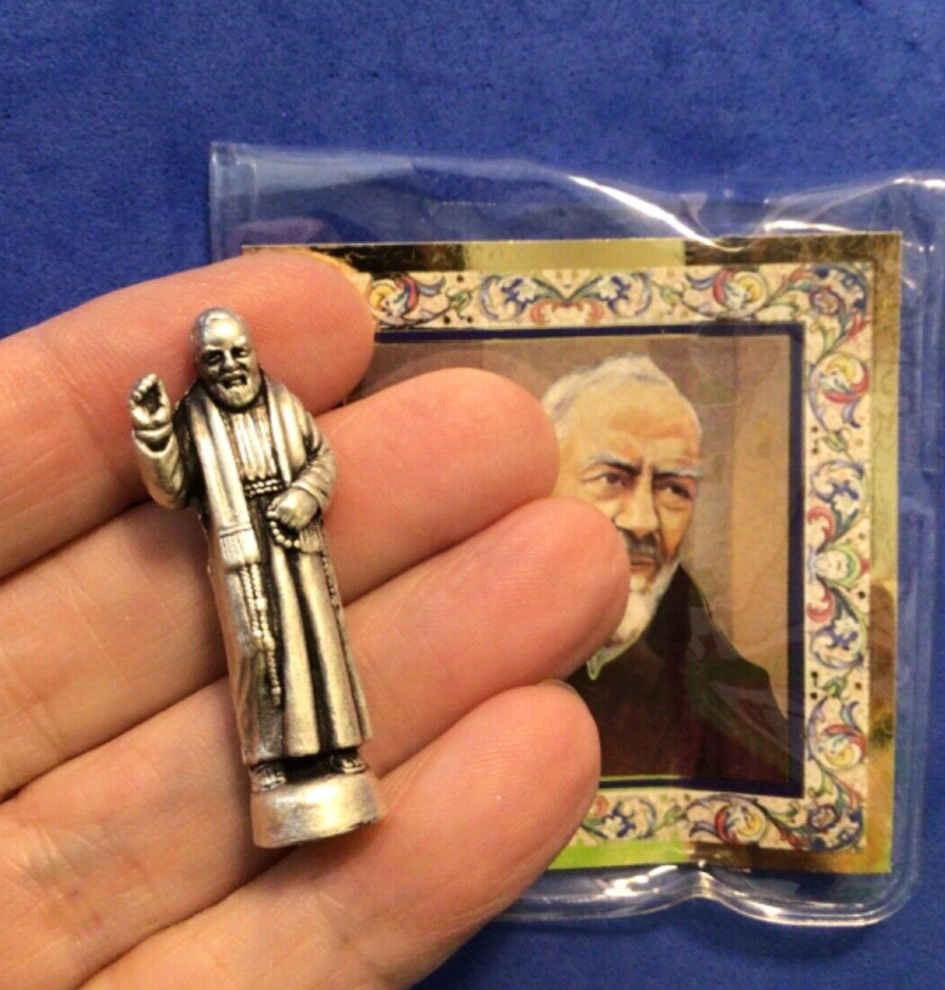 Saint Padre Pio Pietrelcina Silver Metal Saint Pocket Healing TOKEN Icon Prayer