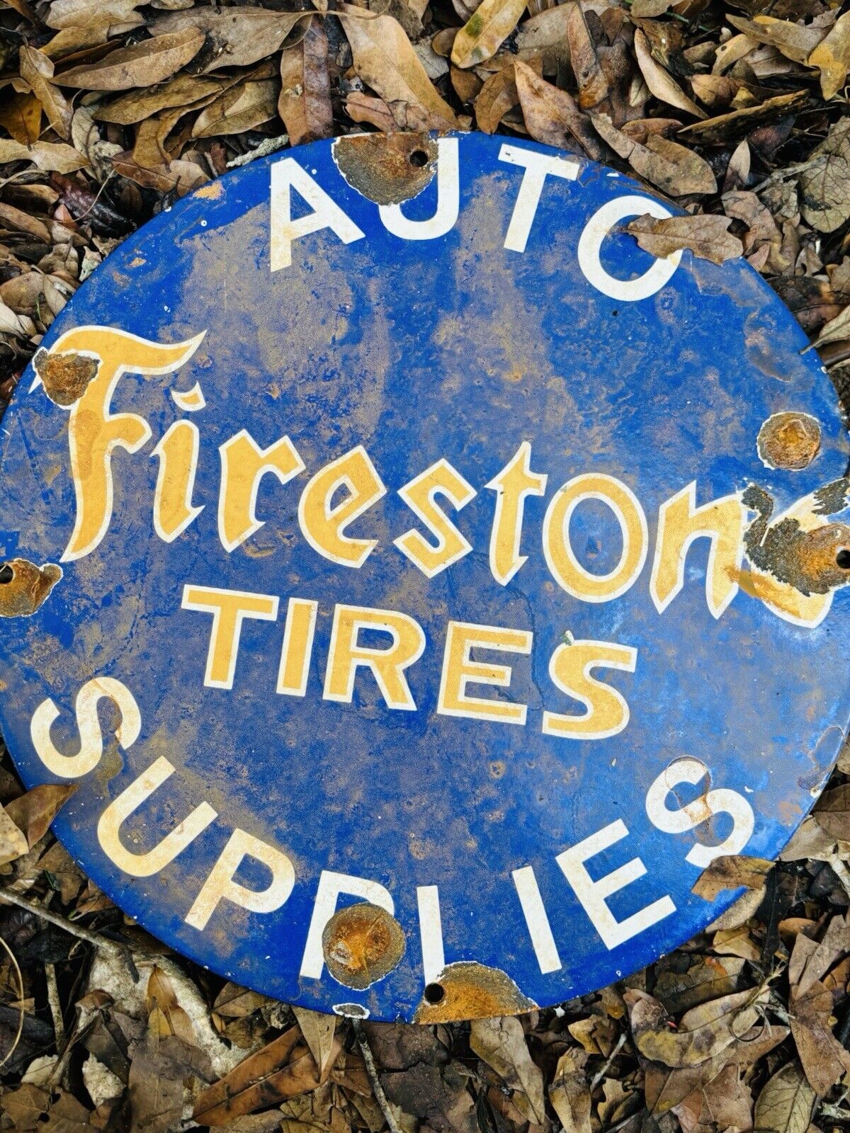 Porcelain Firestone Tires Advertising Sign 12 In