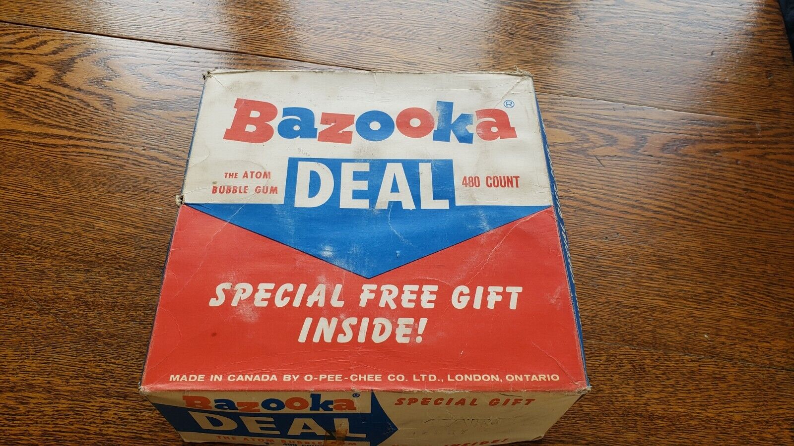Vintage 1950-60's Topps Bazooka Bubble Gum 480 Count Counter Top Display Box