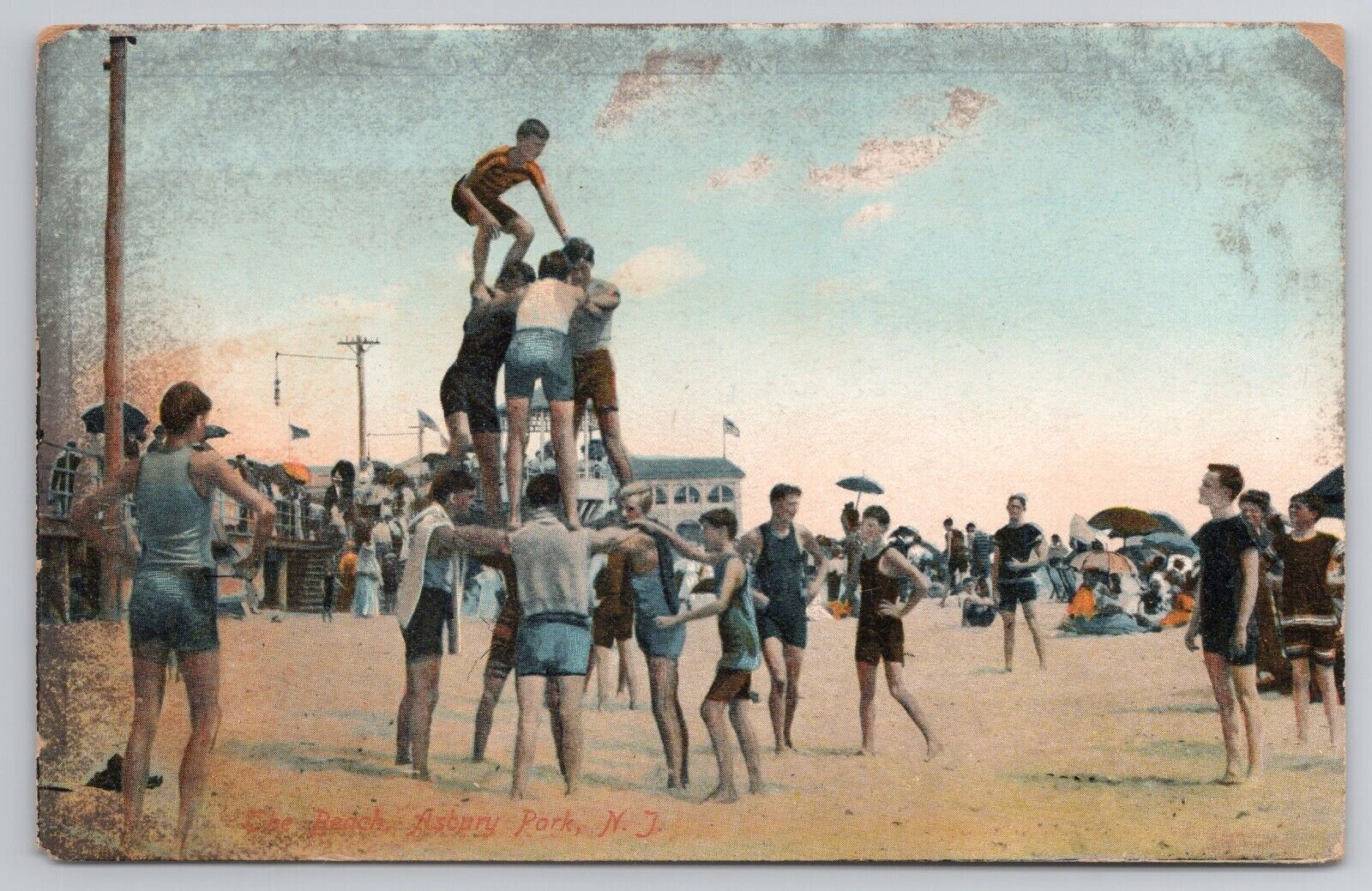 1907-15 Postcard The Beach Asbury Park New Jersey NJ
