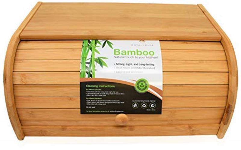 RoyalHouse Premium Bamboo Bread Box, Bread Storage And  Assorted Item Shapes 