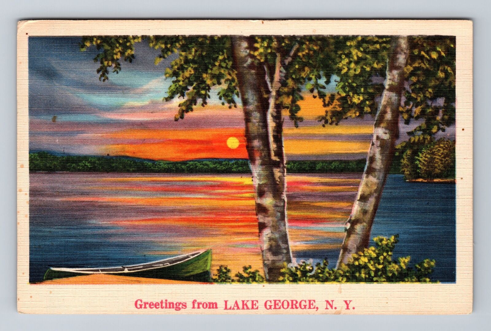 Lake George NY-New York, Scenic Greetings, Antique Souvenir Vintage Postcard