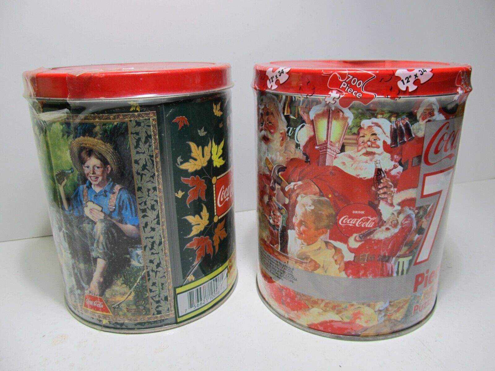 Lot of 2 New Coca-Cola Jigsaw Puzzles in Tin Cans