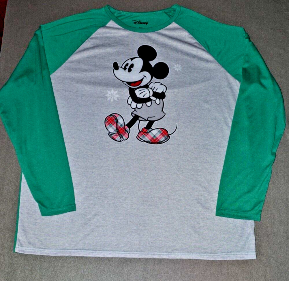 Minnie Mouse Pajama Top Gray & Green Women's X-Large Long Sleeve