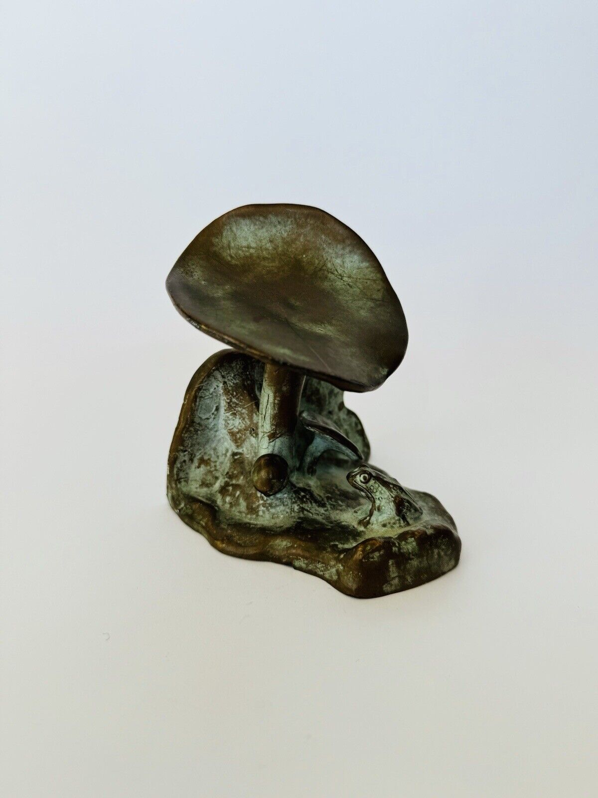 Vintage Bronze McClelland Barclay Frog Mushroom Single Bookend Sculpture