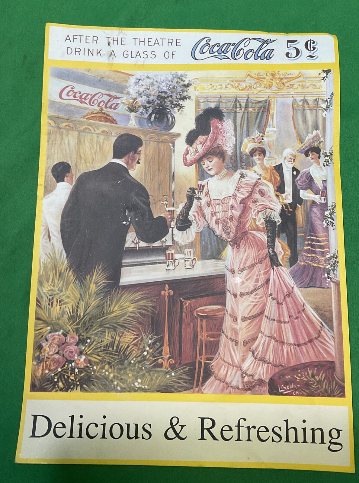 VTG COCA-COLA AFTER THE THEATRE POSTER 9” X12.5”- Delicious &Refreshing.
