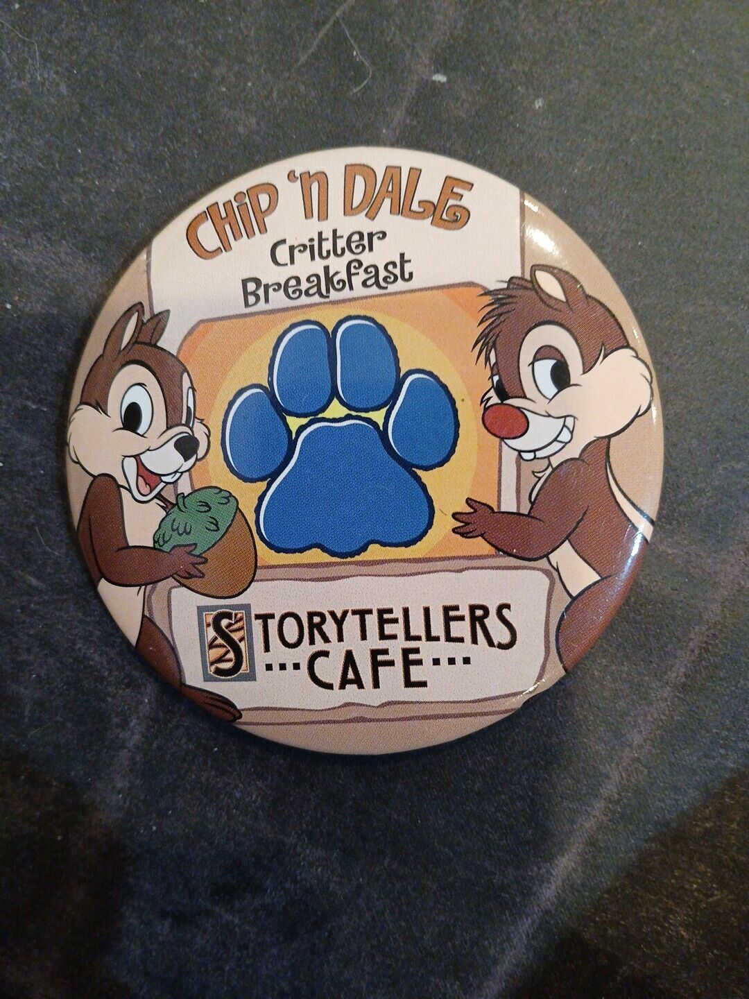 Vintage Disney\'s CHIP \'n DALE Critter Breakfast, Storytellers Cafe, Button Pin