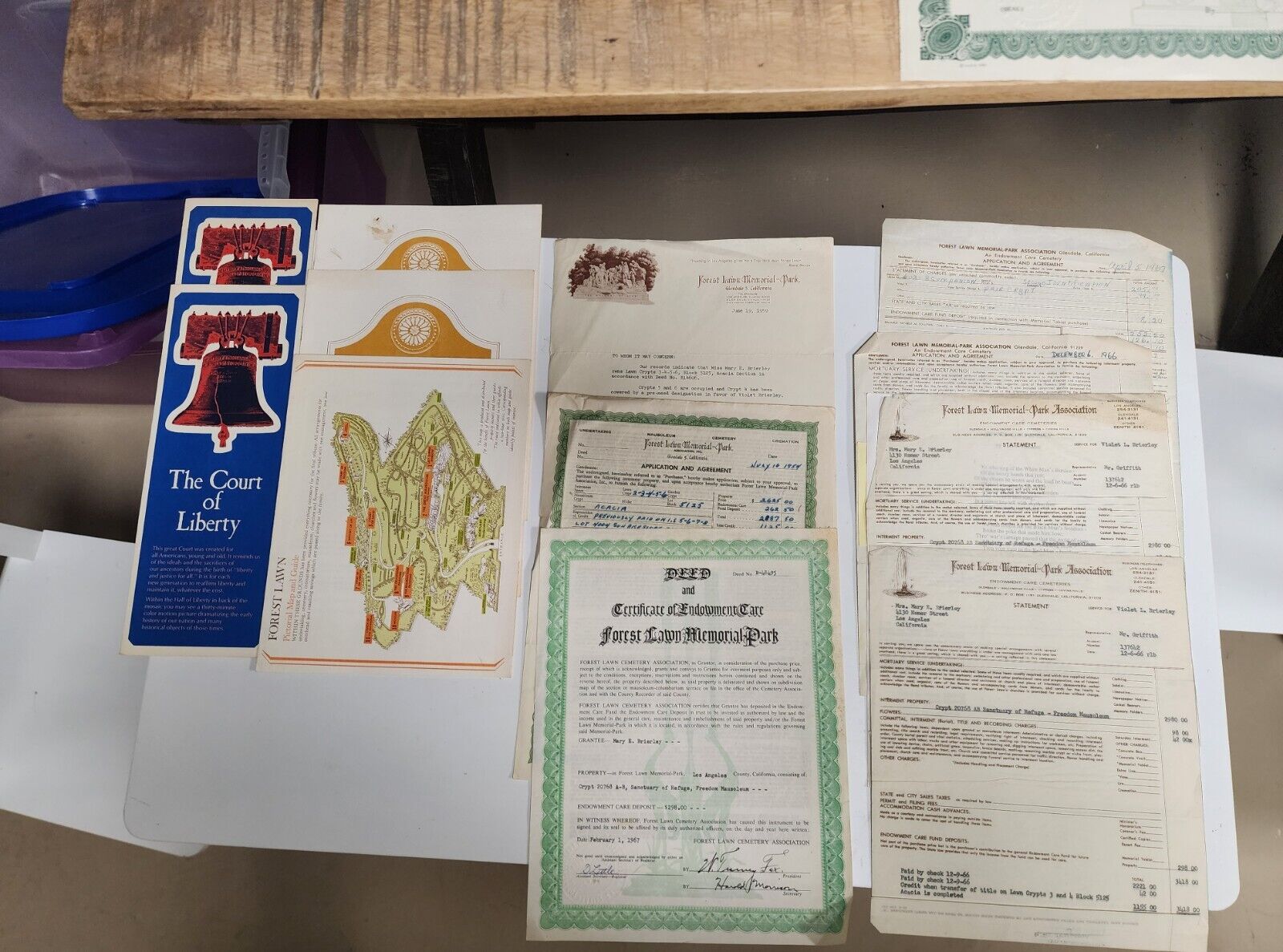 1960\'s Forest Lawn Memorial Park Cemetery Document Lot