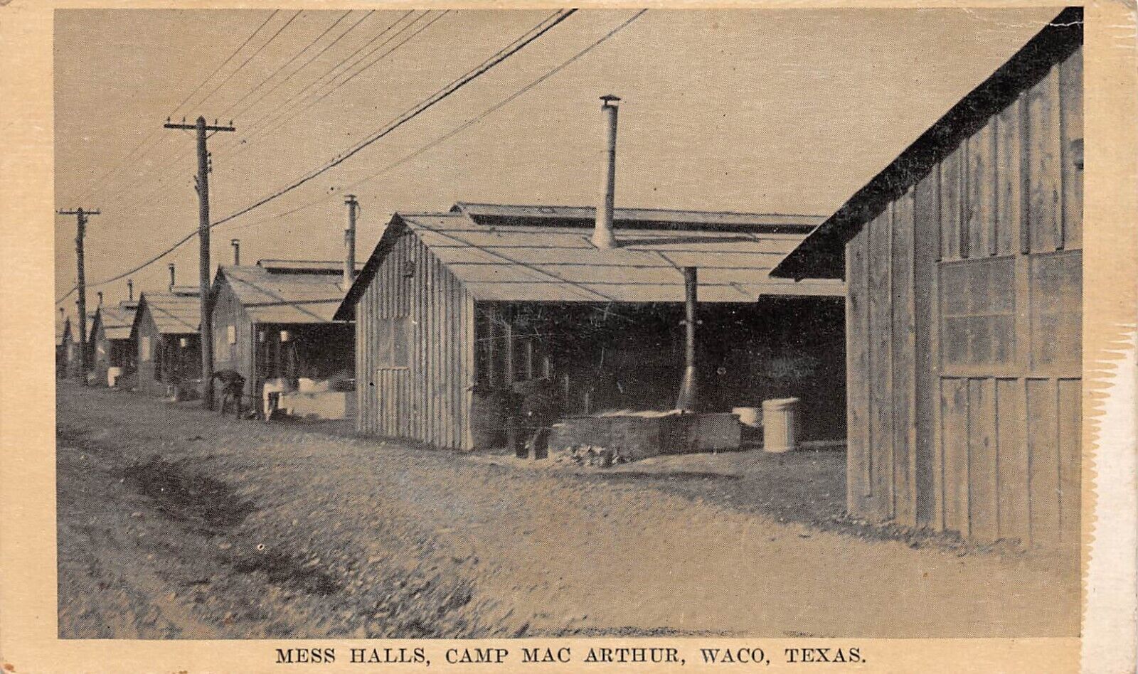 Camp MacArthur Training Base Mess Halls Waco Texas WWI c1917 Postcard