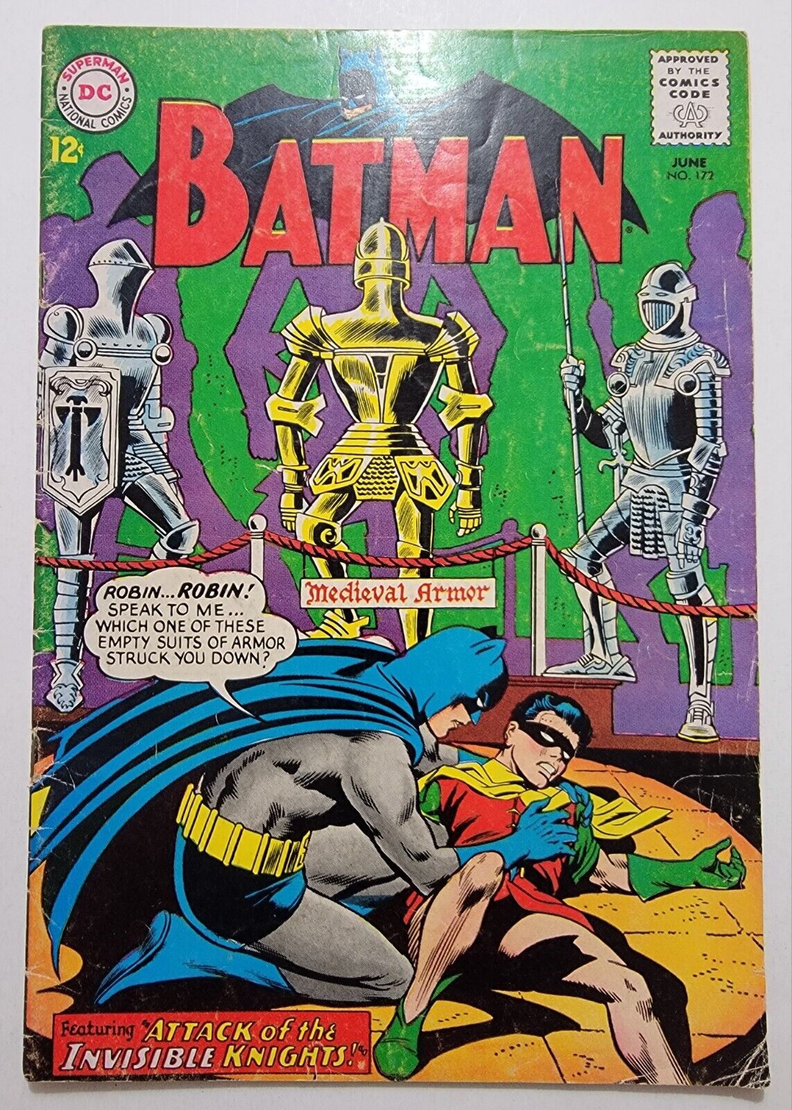 Batman #172 G/VG Featuring Invisible Knights 1965 Joe Giella, Vintage Silver Age