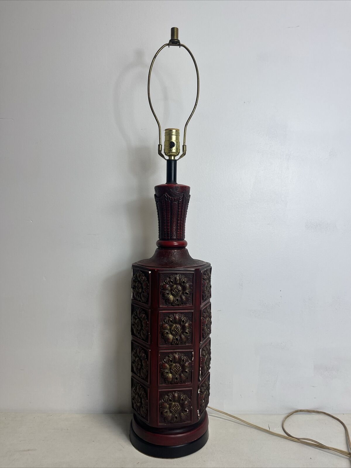 VIntage Large PIERI TULLIO Ceramic Red Pottery Lamp Mid Century Modern 34.75\