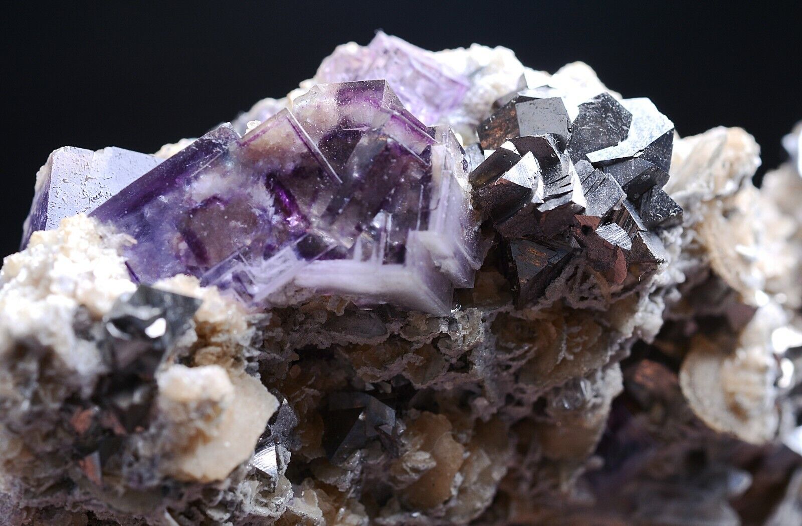 135gNatural Window Purple Fluorite Arsenopyrite Mineral  Specimen / Yaogangxian