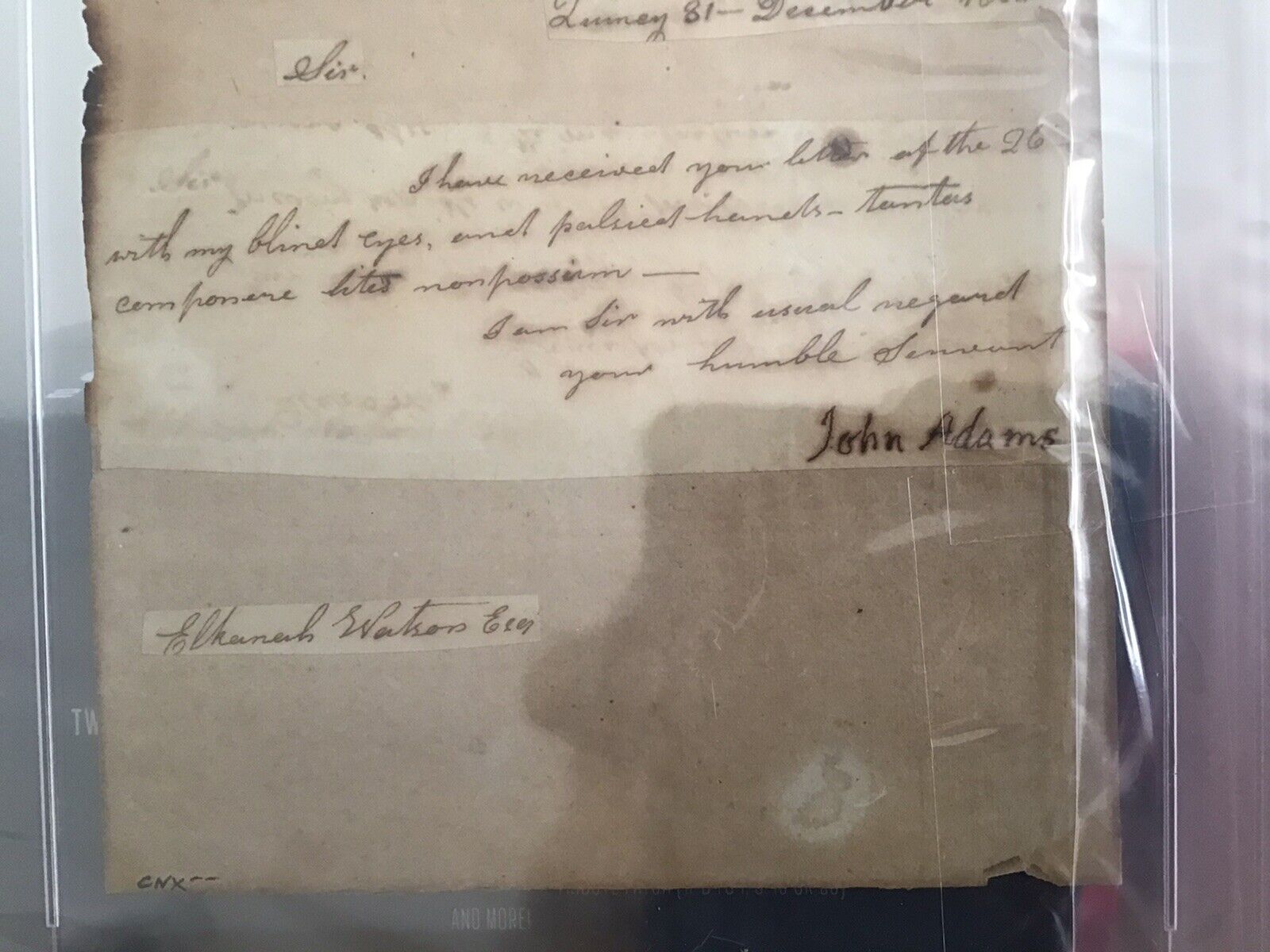 President John Adams Signed Letter Cut Auto December 31 1822 PSA Encapsulated