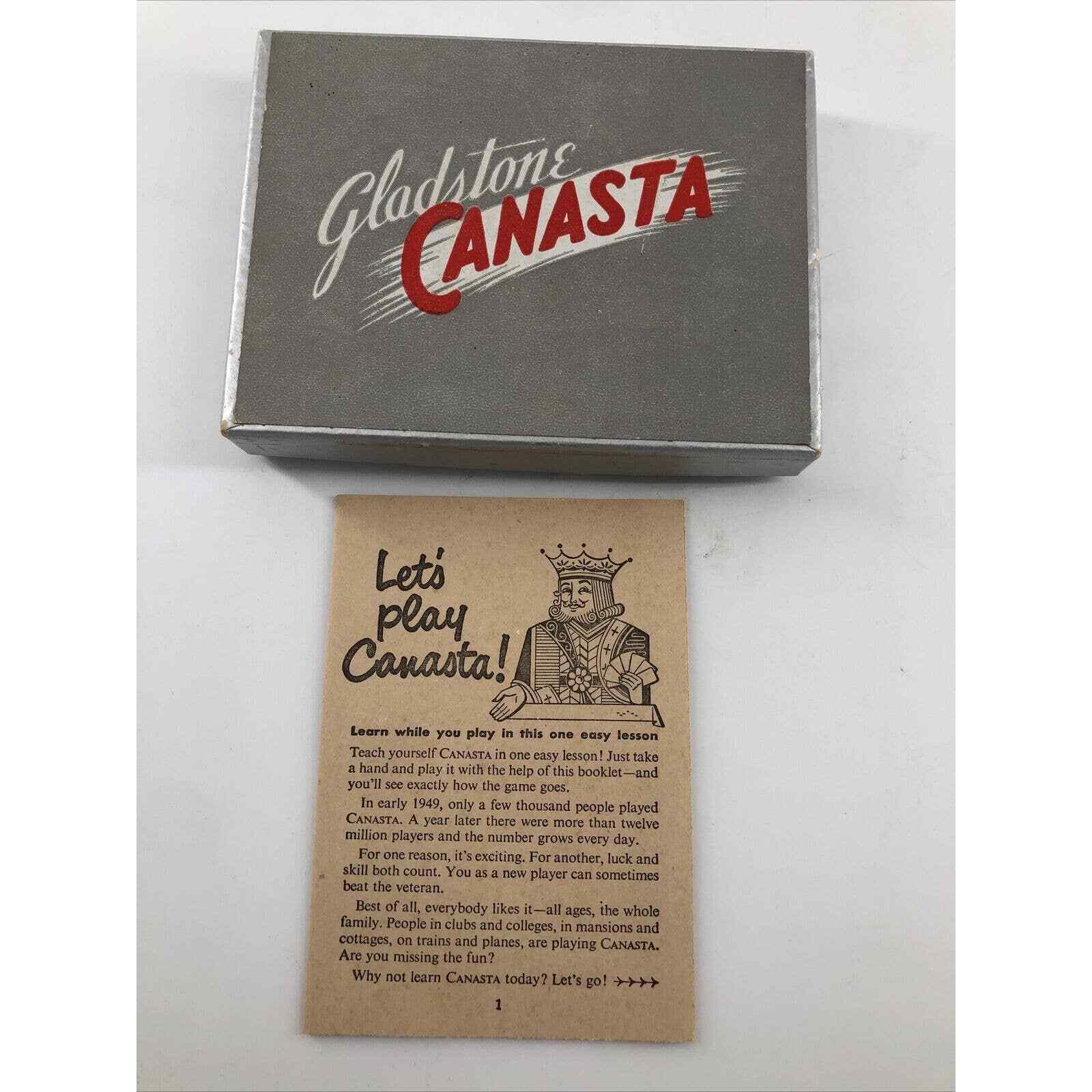Sealed 1950s Canasta Playing Cards Deck w/Stamps w/Original Box and Instructions