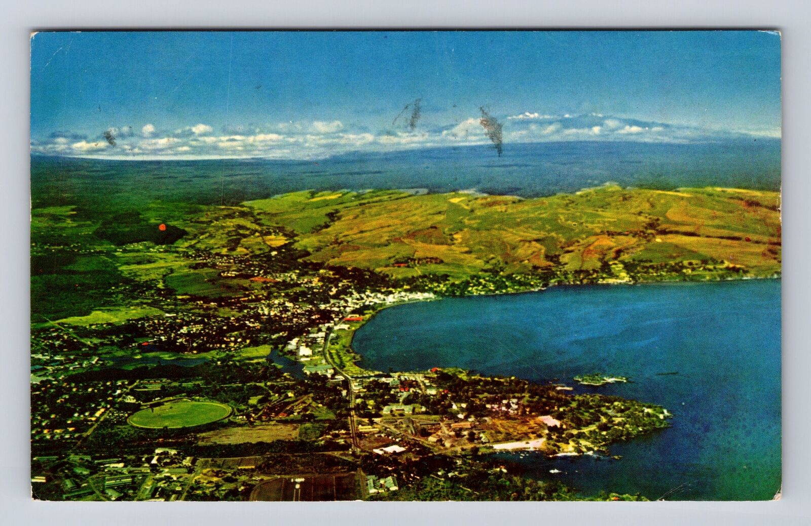 Hilo HI-Hawaii, Aerial Of Town Area, Antique, Vintage c1962 Souvenir Postcard