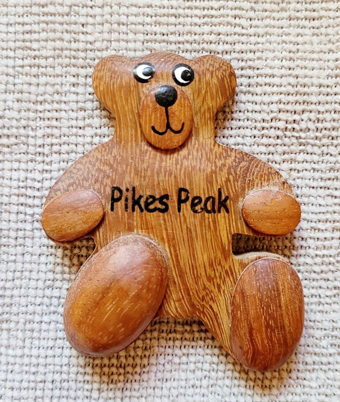 Pikes Peak Teddy Bear Refrigerator Magnet Wood Novelty Souvenir 