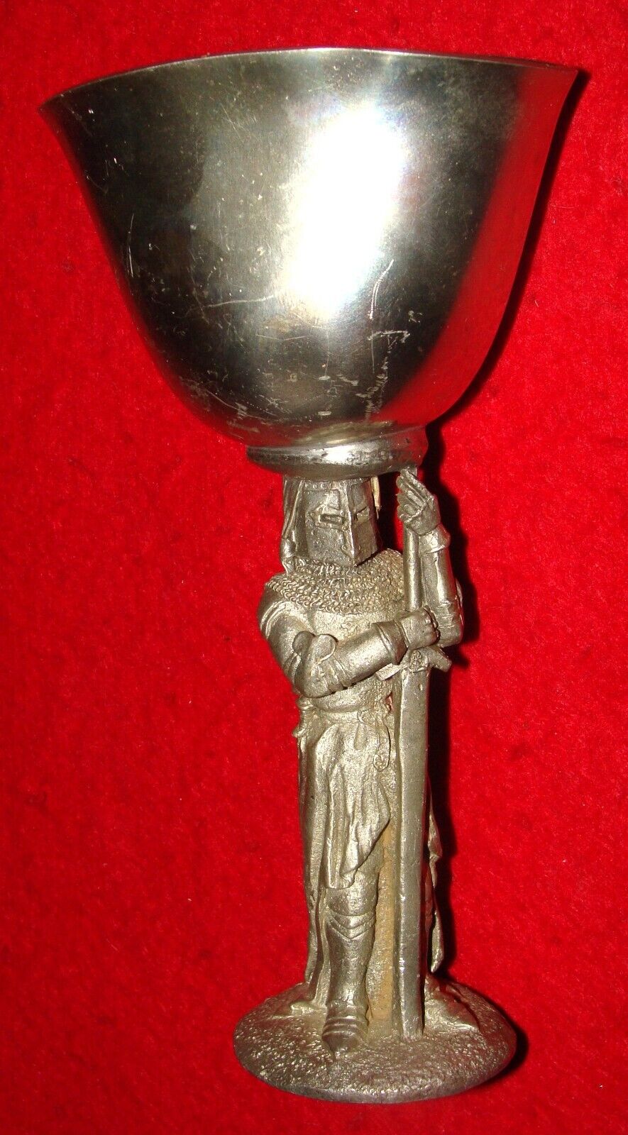 Vintage 1988 M. Gallo Pewter Drinking Cup w/ Knight Stem Medieval / Middle-Earth
