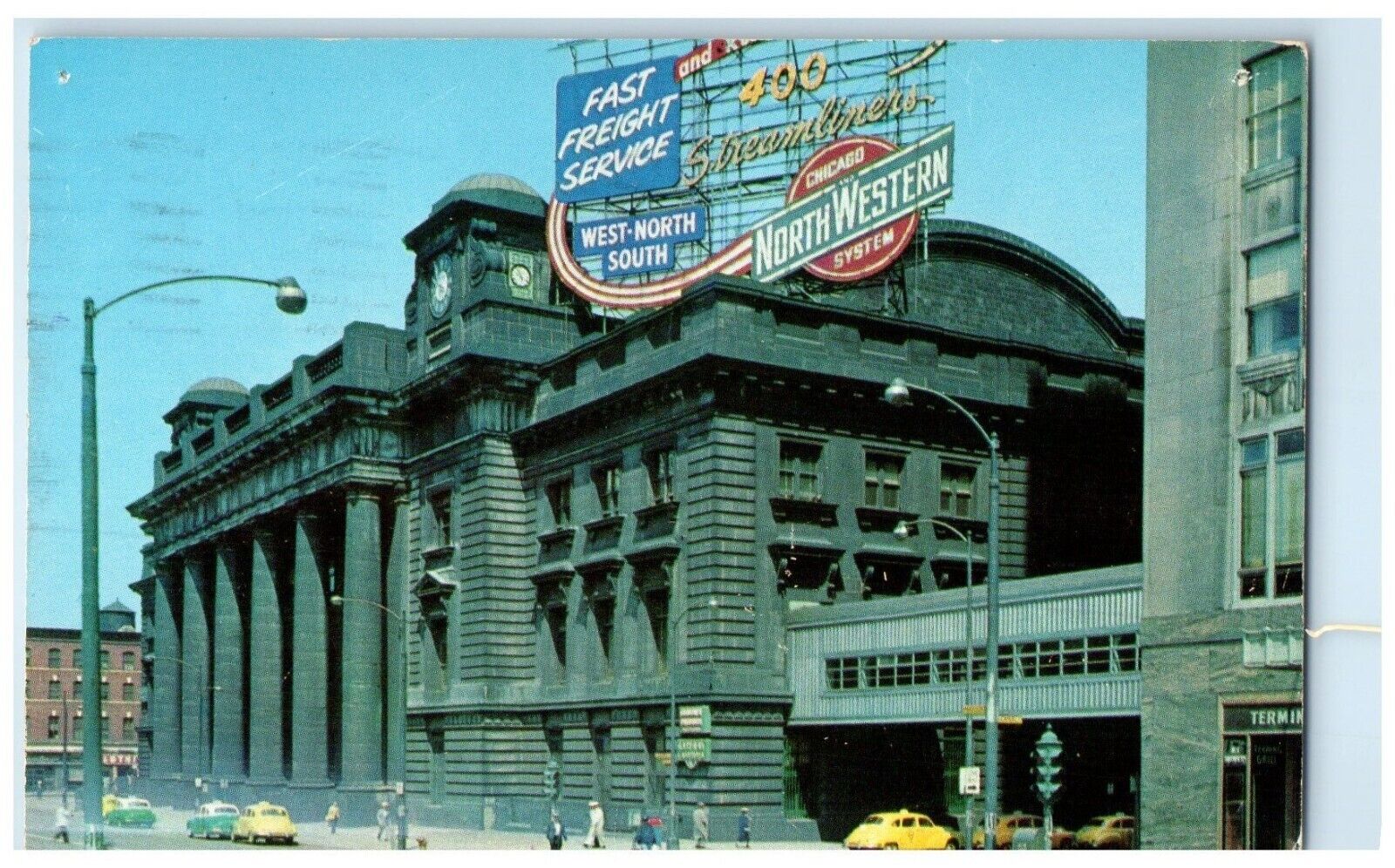 1958 Chicago Northwestern Station Fast Freight Service Illinois IL Postcard