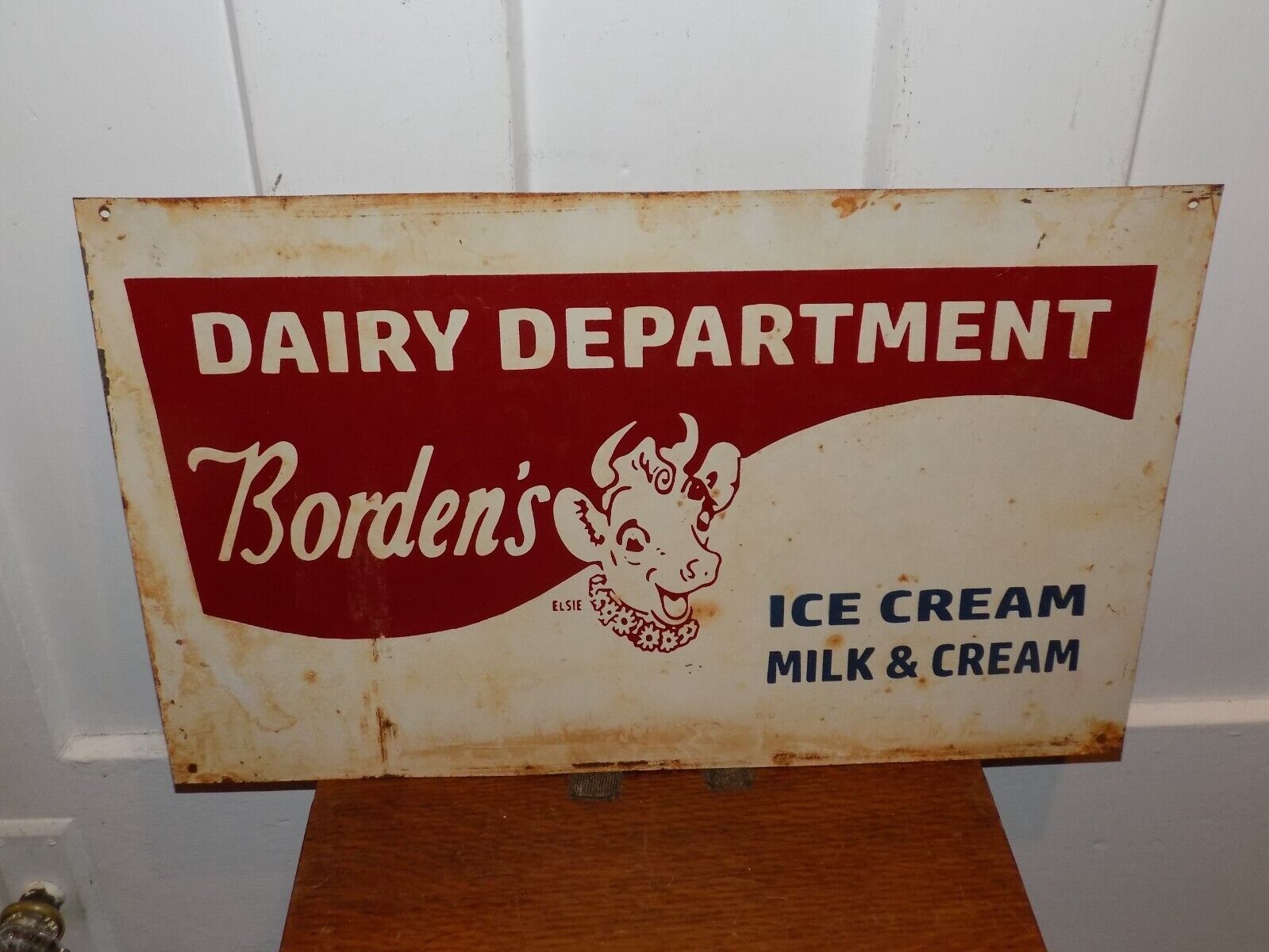 Vintage Borden’s Dairy Department Ice Cream Milk & Cream Metal Sign