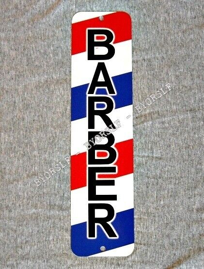 Metal Sign BARBER shop barbershop pole hair stylist cut chair hairdresser 