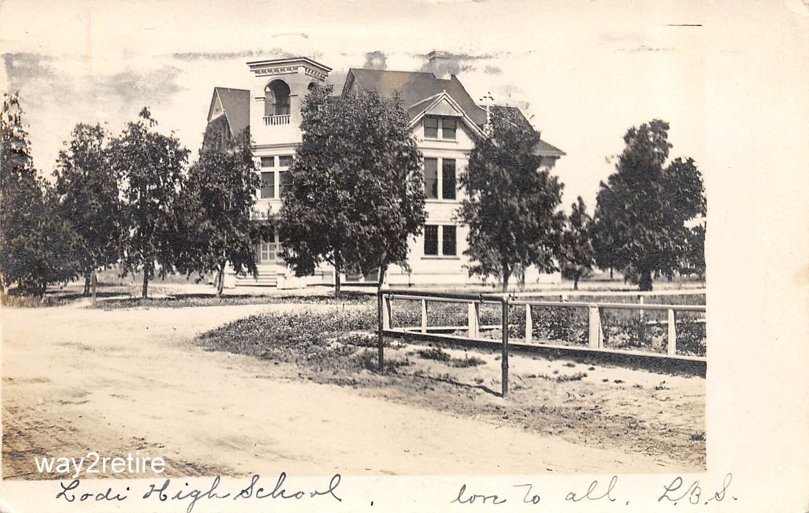 Postcard CA Lodi High School California RPPC 1906