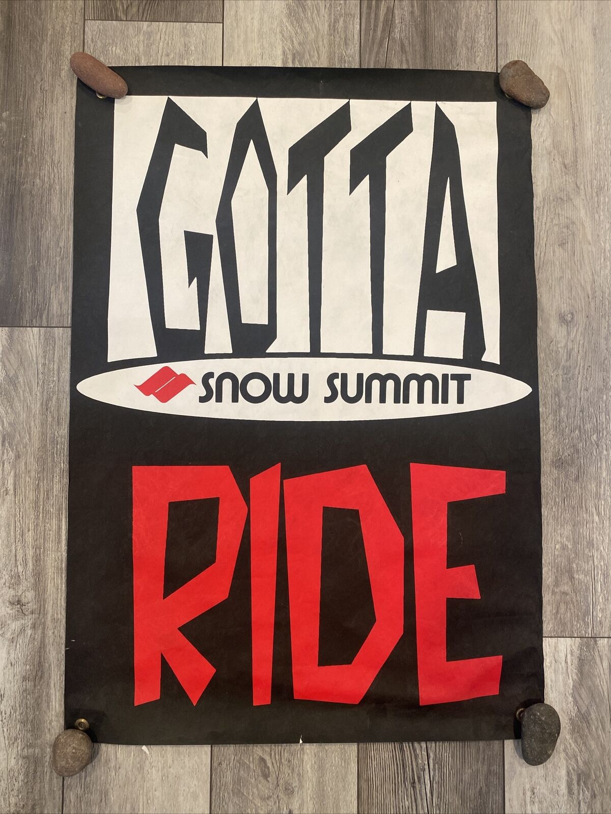 SNOW SUMMIT Gotta Ride Resort Big Bear Vintage Mountain Bike Poster Banner Red