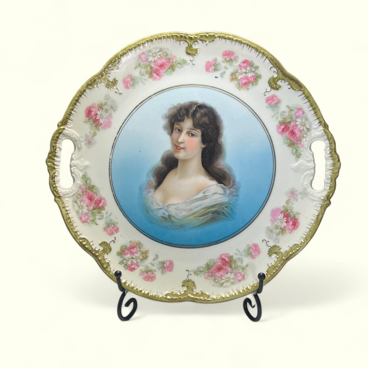 Elbogen Austria Antique Victorian Lady Portrait Porcelain Plate 11\