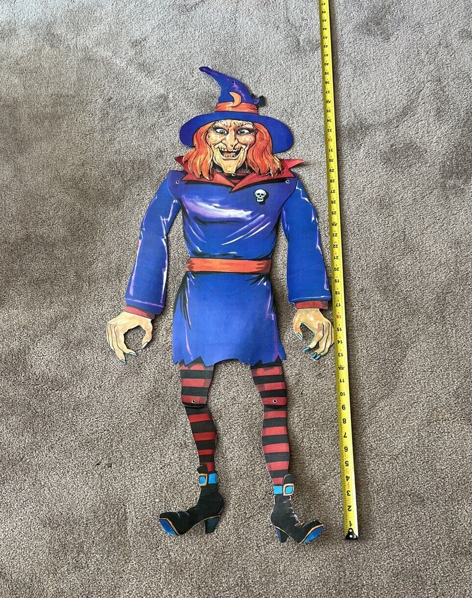 Vintage Pair Halloween Witches Jointed 40” Die Cut Excellent Used Condition