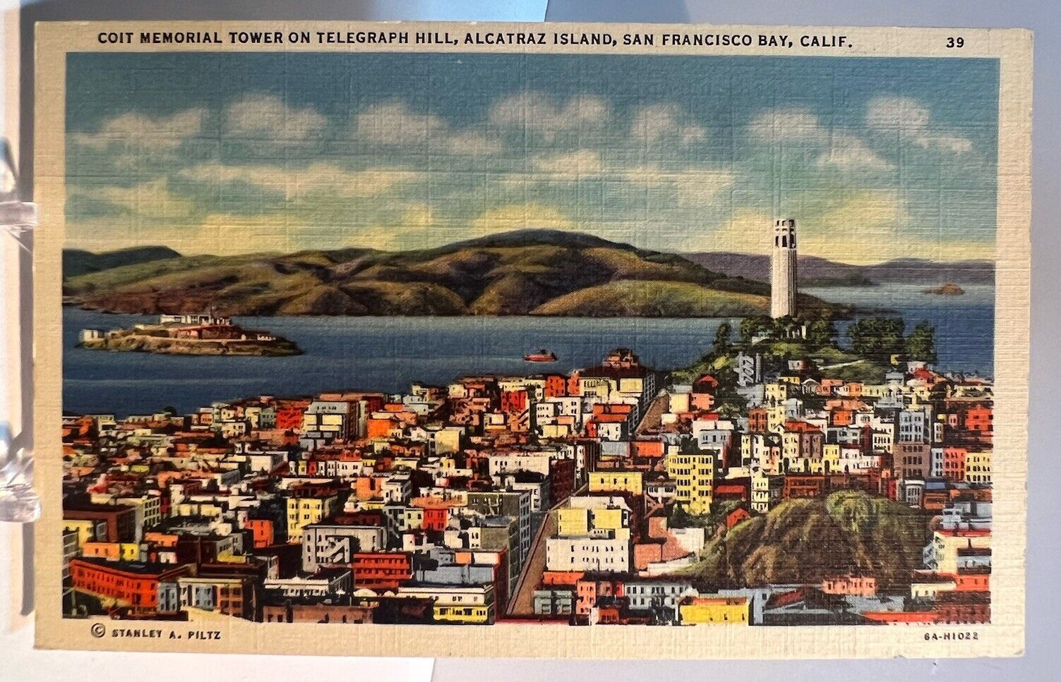 San Francisco California c1950's Coit Memorial Tower, Telegraph Hill, Alcatraz