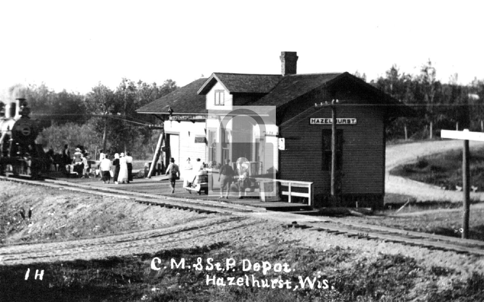 Railroad Train Station Depot Hazelhurst Wisconsin WI - 8x10 Reprint