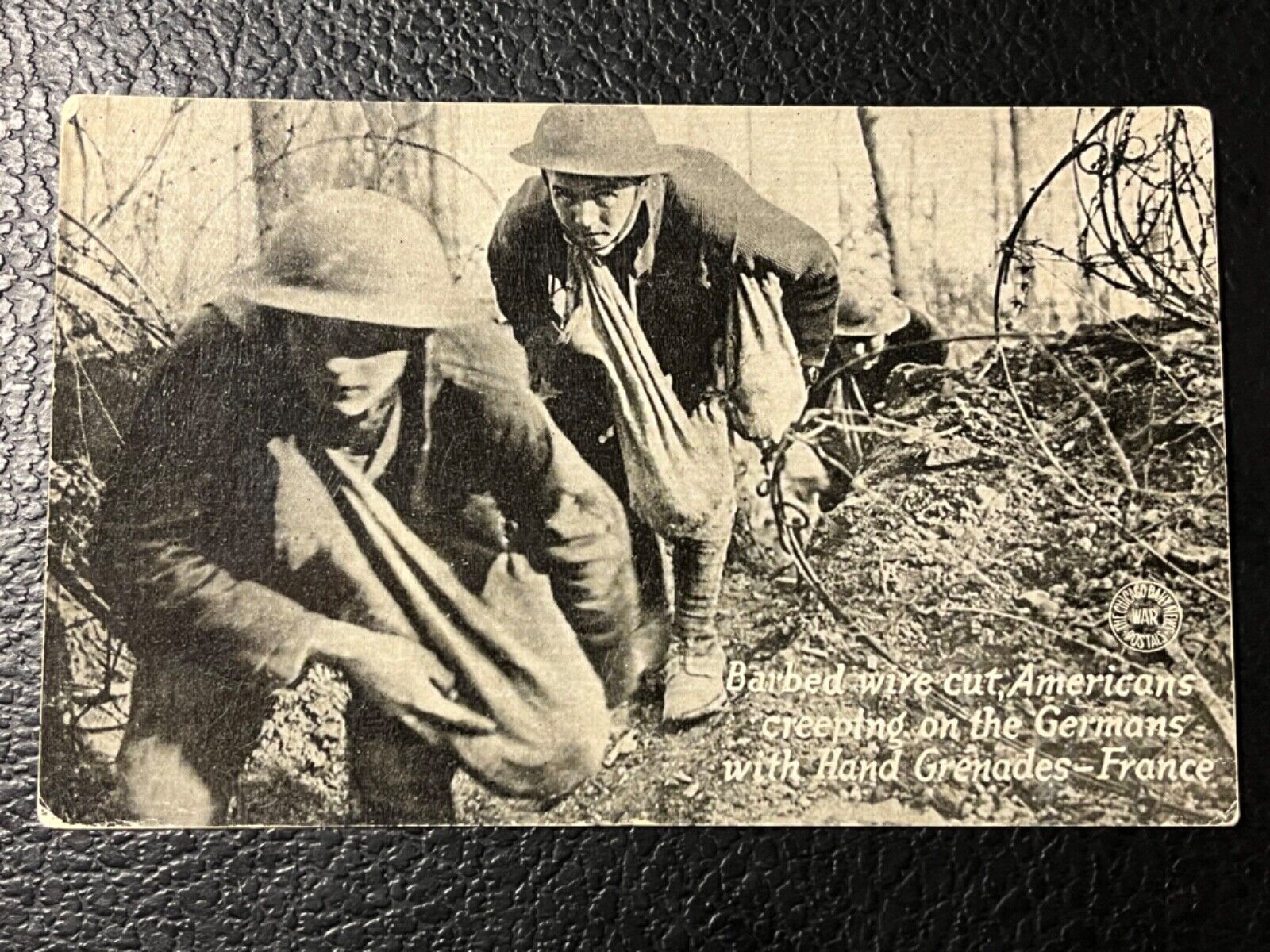 WW1 BARBED WIRE AMERICANS CREEPING ON GERMANS HAND GRENADES FRANCE ARMY MILITARY