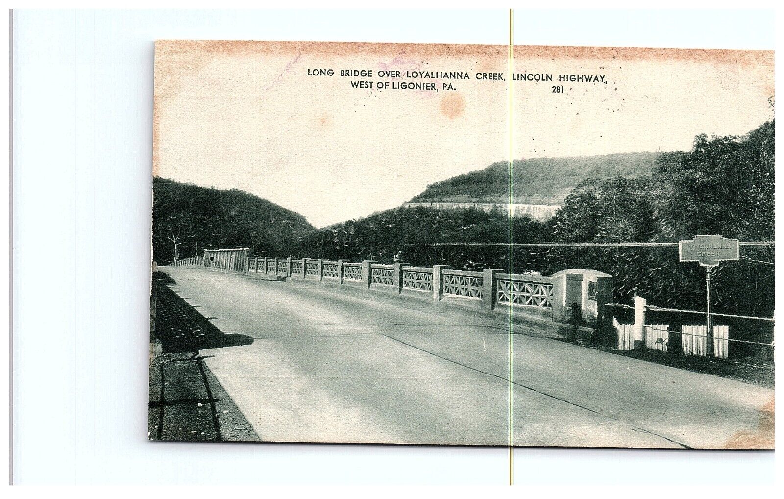 Postcard Ligonier PA Long Bridge Over Loyalhanna Creek on Lincoln Highway