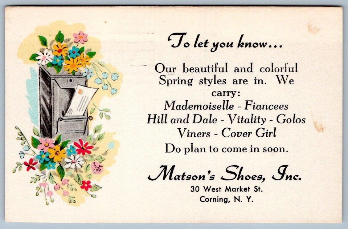 1967 CORNING NEW YORK*MATSON'S SHOE STORE*COVER GIRL*HILL & DALE*ADVERTISING PC