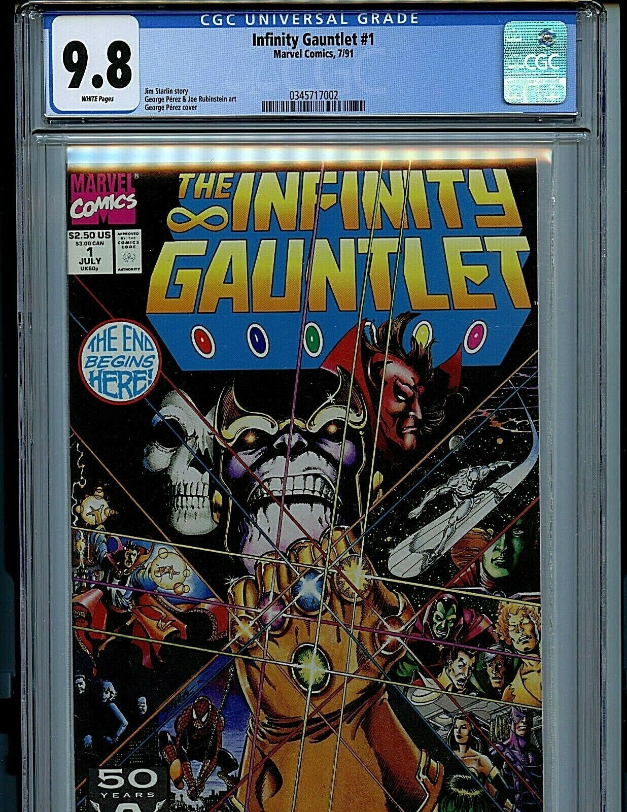  Infinity Gauntlet Issue #1 CGC 9.8 NM/M Avengers 1991 Marvel Comic Amricons K20