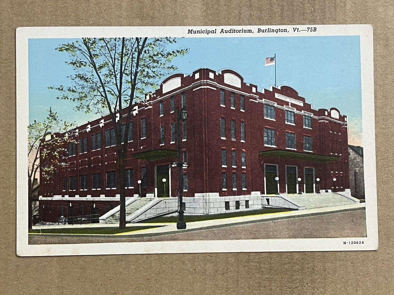 Postcard Burlington VT Vermont Municipal Auditorium Vintage PC