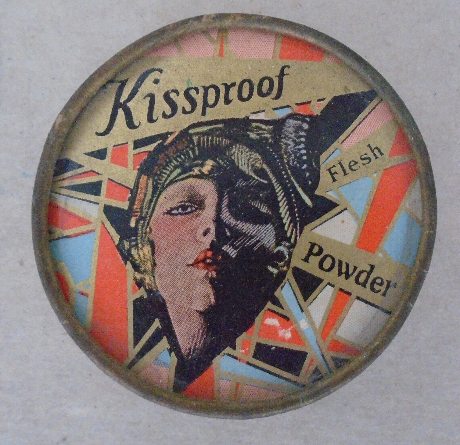 Antique Kissproof Face Powder Flapper Style 1920\'s Deco Make-Up Bpx